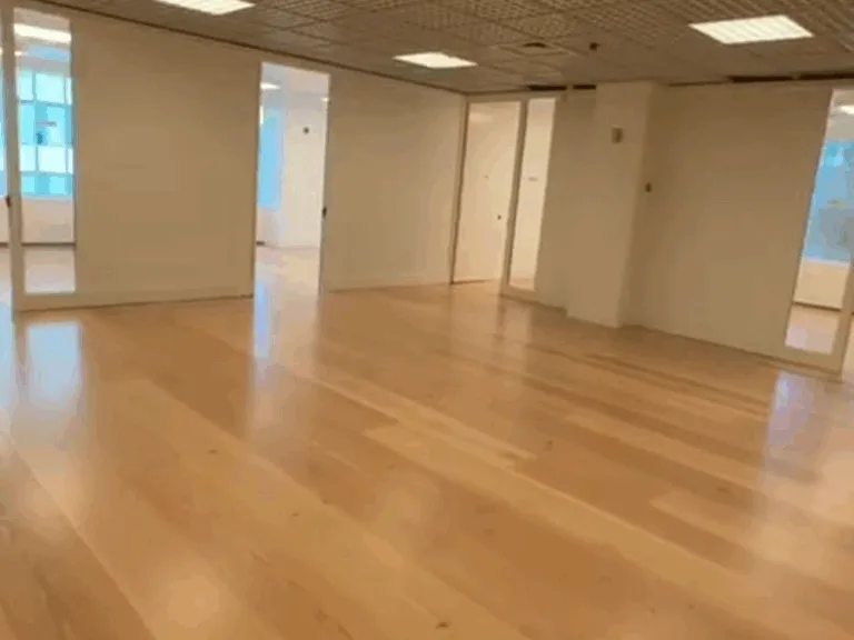 Bona Mega One floor refinishing process in a modern office space
